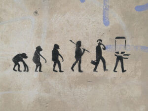 evolution of man graffiti