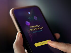 Web3 Wallet App being pressed on by the user on his phone