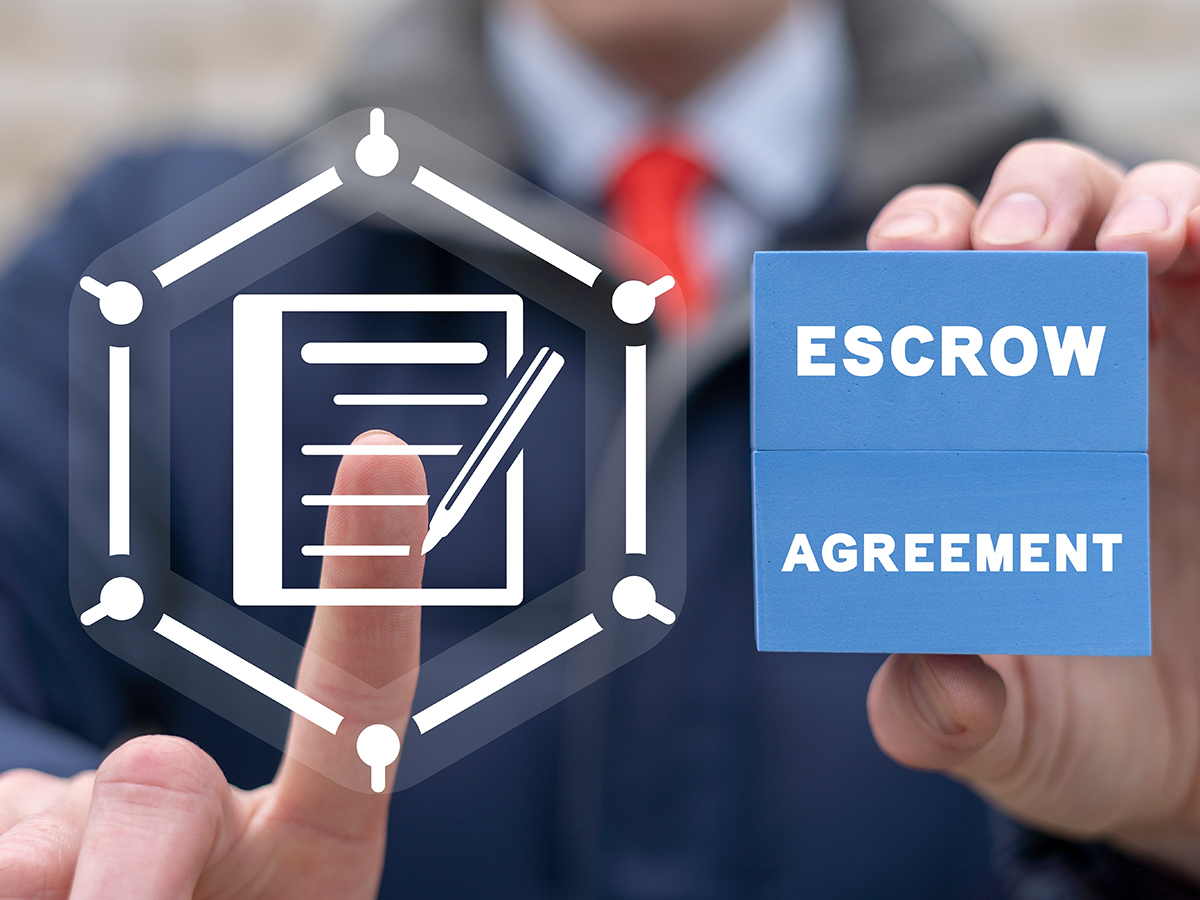 Escrow agreement concept. Business escrow agreement management.